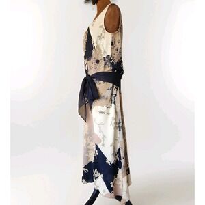 Vintage 90s Gala Collection Dress Size S Drop Tie Waist Neutral Sleeveless Boho